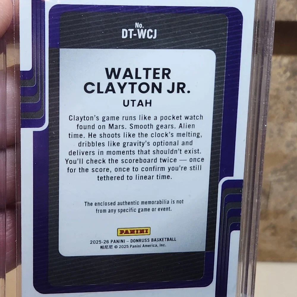 2025-26 Panini Donruss Walter Clayton Jr. Threads RC Patch Gold 1/10